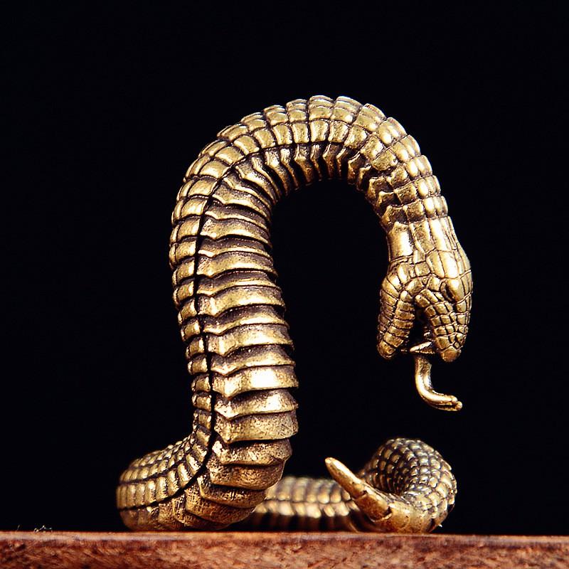 Solid Brass Snake Desktop Ornament Handcrafted Home Decor Animal Figurine Office Desk Accessory Ethnic Style