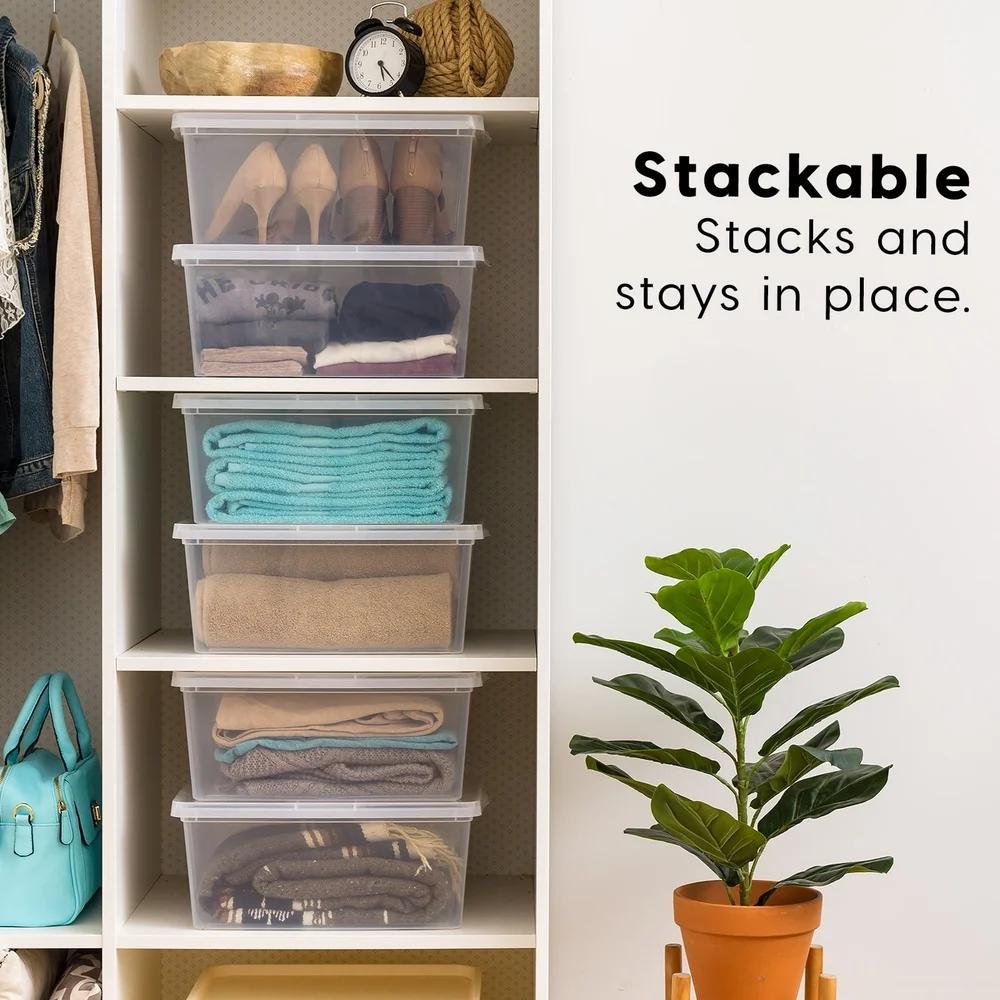 17 кварт. Пластиковый контейнер для хранения с крышкой Штабелируемый контейнер для хранения Сумка Прозрачный