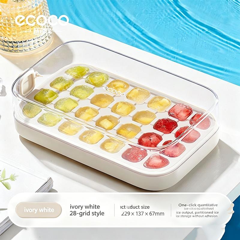 Силиконовая форма для кубиков льда с крышкой для одного нажатия и контейнером, штабелируемая форма для льда для морозильной камеры, аксессуары для напитков на лето
