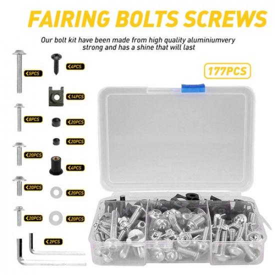 For Yamaha Motorcycle M6 M5 Complete Fairing Bolts Kit Screws Nut Set Silver EOA