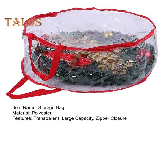 Сумка для хранения рождественских венков с ручкой, застежкой-молнией, большой вместимости, прозрачные гирлянды, мини-деревья, пылезащитный органайзер