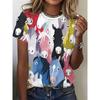 Summer Round Neck 3D Horse Pattern Printed Top Fashionable Casual Short Sleeved Women's T-shirts