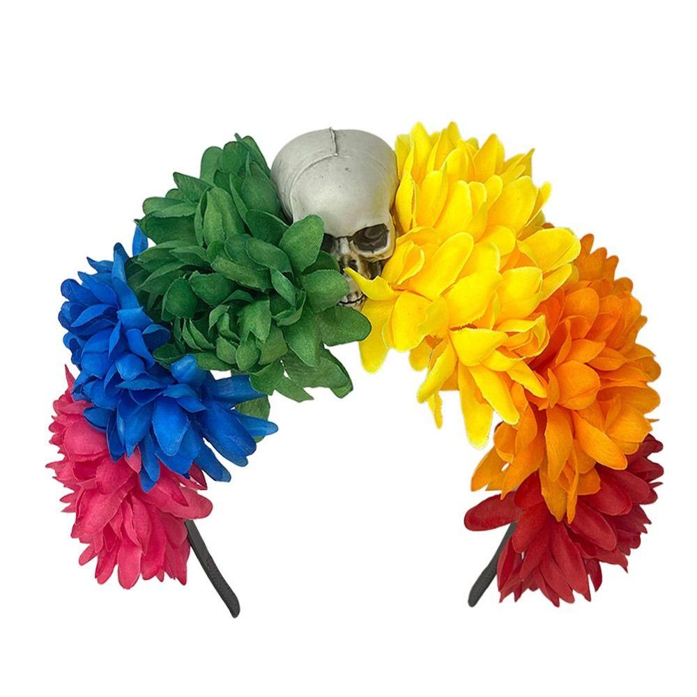 Головной убор в виде черепа паука на Хэллоуин, карнавальный костюм, мексиканская роза, корона для женщин