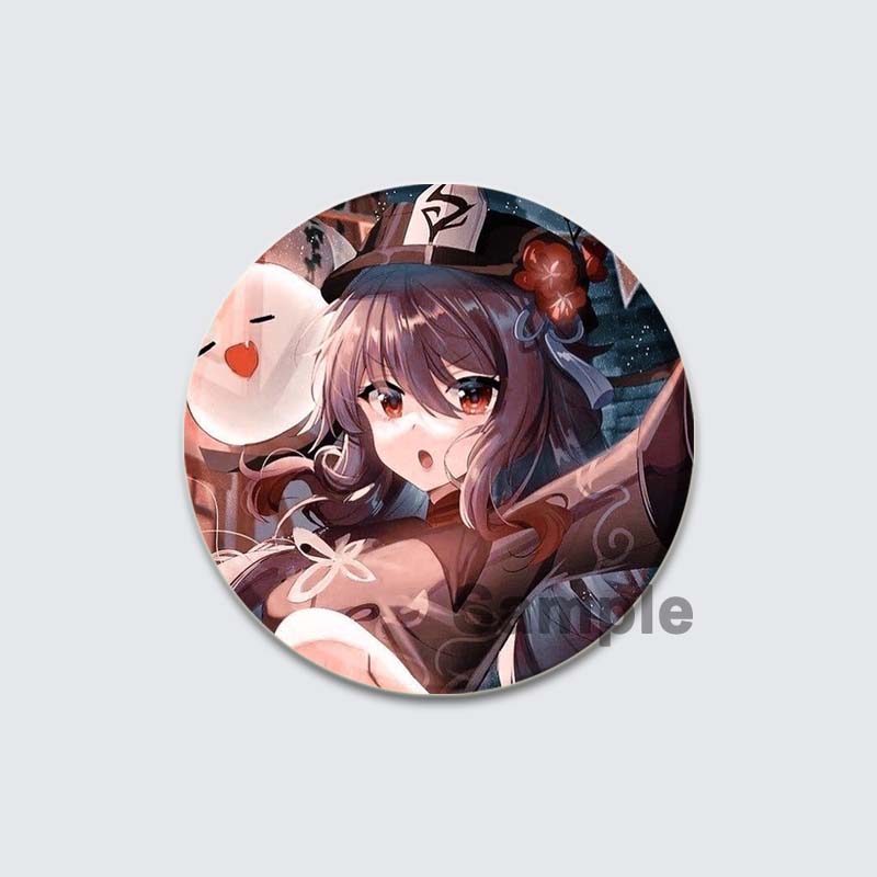 Значок Genshin Impact Game Anime Girl Hu Tao/Venti/Jean, 58 мм, круглая брошь для рюкзака, одежды, аксессуаров, ювелирных изделий, подарков