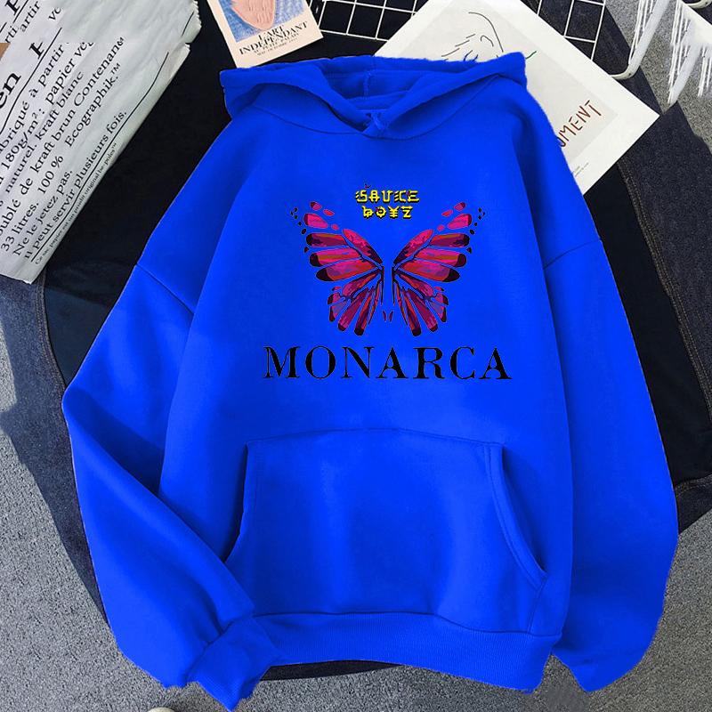 Eladio Carrion Sauce Boyz Monarca Hoodies Rose Graphic Sweatshirt Fashion Unisexga Anime Clothing Unisex/women Casual Fleece Streetwear