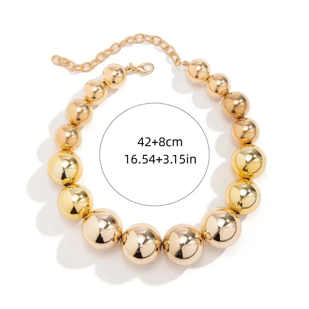 Преувеличенный чокер-цепочка с крупными шариками, длина 42 см, цепочка для ключицы, винтажное шейное украшение для женщин