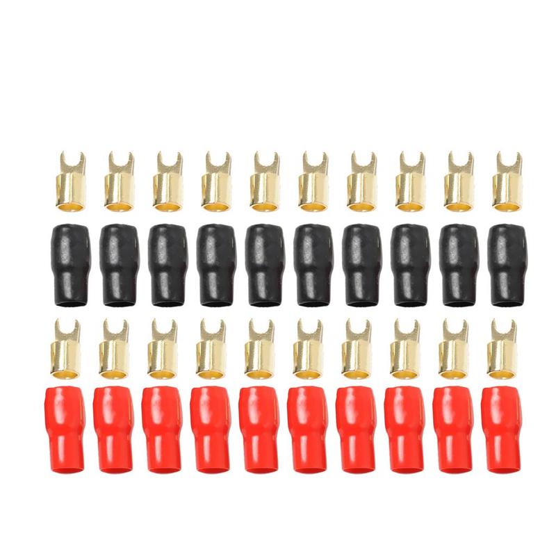 10 Pairs 4 AWG Car Audio Power Ground Wire Fork Terminal Connector Brass