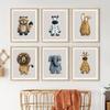 Cute Lion Zebra Image Animal Giraffe Elephant Children's Poster Baby Room Kindergarten Bedroom Wall Decoration Oil Painting