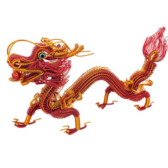 Миниатюрный зодиакальный дракон, ремесленный орнамент, красочная алюминиевая проволока, плетение, фигурка китайского дракона, креативная модель животного, украшение для автомобиля, домашнего офиса