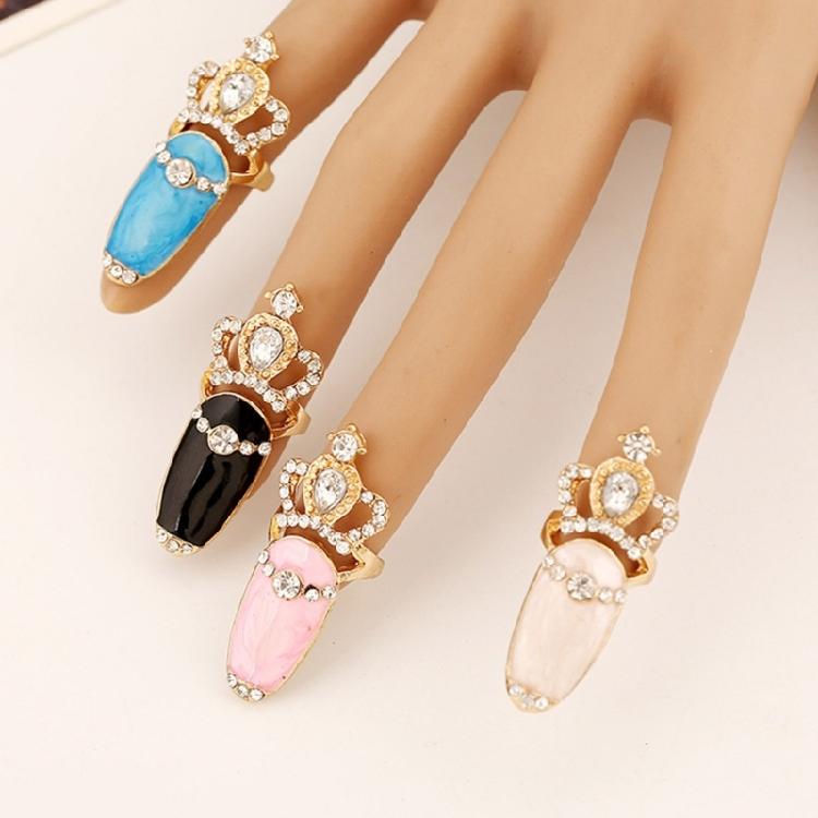 Набор из 4 изящных панк-колец-когтей, украшенных стразами, готические аксессуары для ногтей, косплей-украшения для косплея