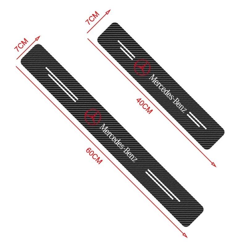 JVC5 4Pcs Carbon Fiber Car Door Sill Protection 3D Sticker Car Accessories For Mercedes Benz W247 W212 W213 W205 AMG W177 V177 W176