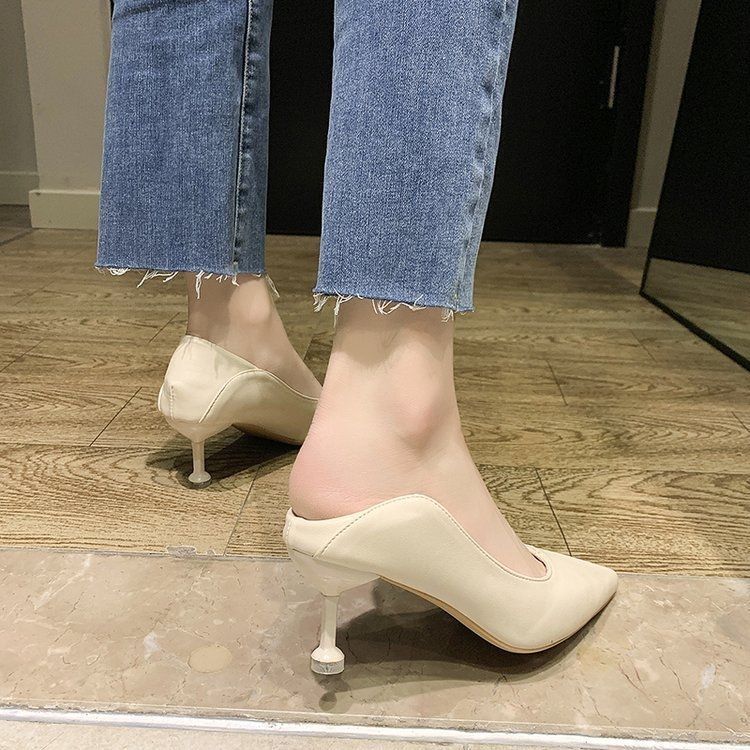 With skirt versatile temperament elegant high heels 2025 spring and summer Internet celebrity explosion retro style shallow mouth comfortable single s