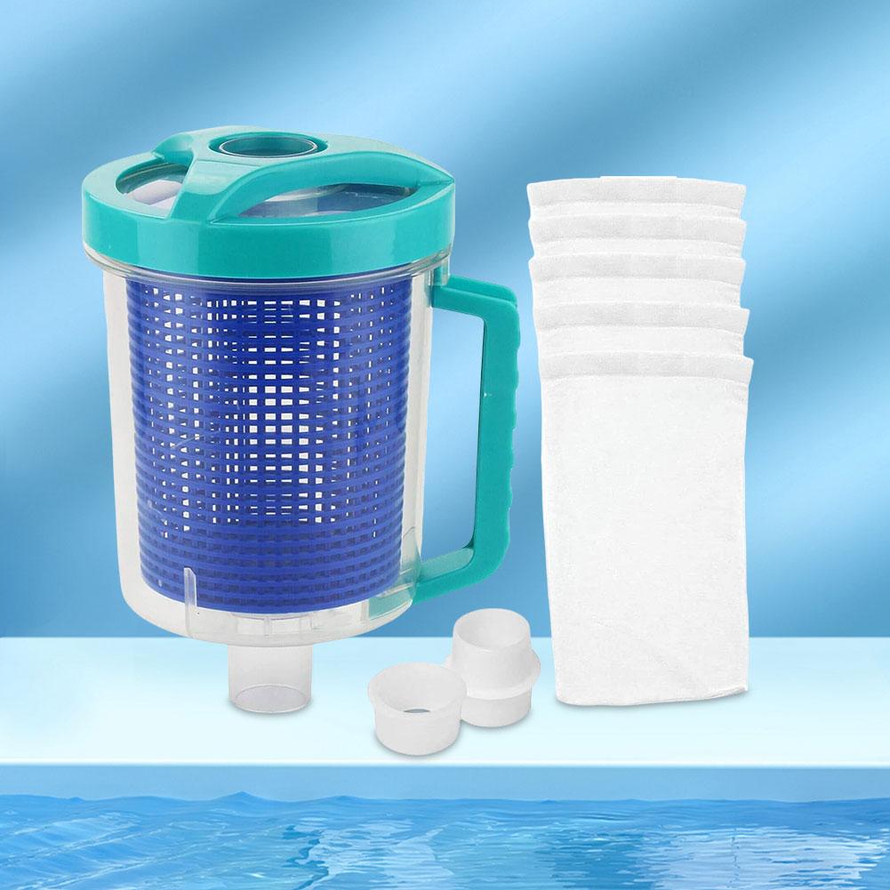 Inline Pool Leaf Canister Pool Vacuum Filter with 5 Skimmer Socks Pool Leaf Collector Swimming Pool Accessories