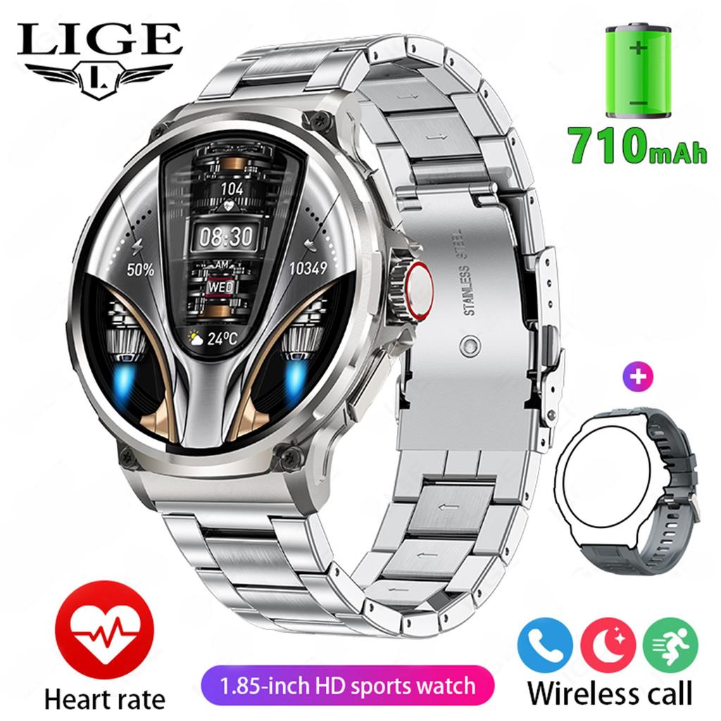 LIGE Новые Смарт-часы с аккумулятором большой емкости 710 мАч, мужские спортивные часы на открытом воздухе, отслеживание здоровья, водонепроницаемый смарт-браслет, умные часы с Bluetooth-вызовом, подарок 2024 г.