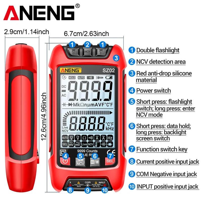 Digital Multimeter Smart ANENG AC/DCVoltage Capacitance Meter 6000 Counts Auto Electrical Temp Resistance Transistor Test tools