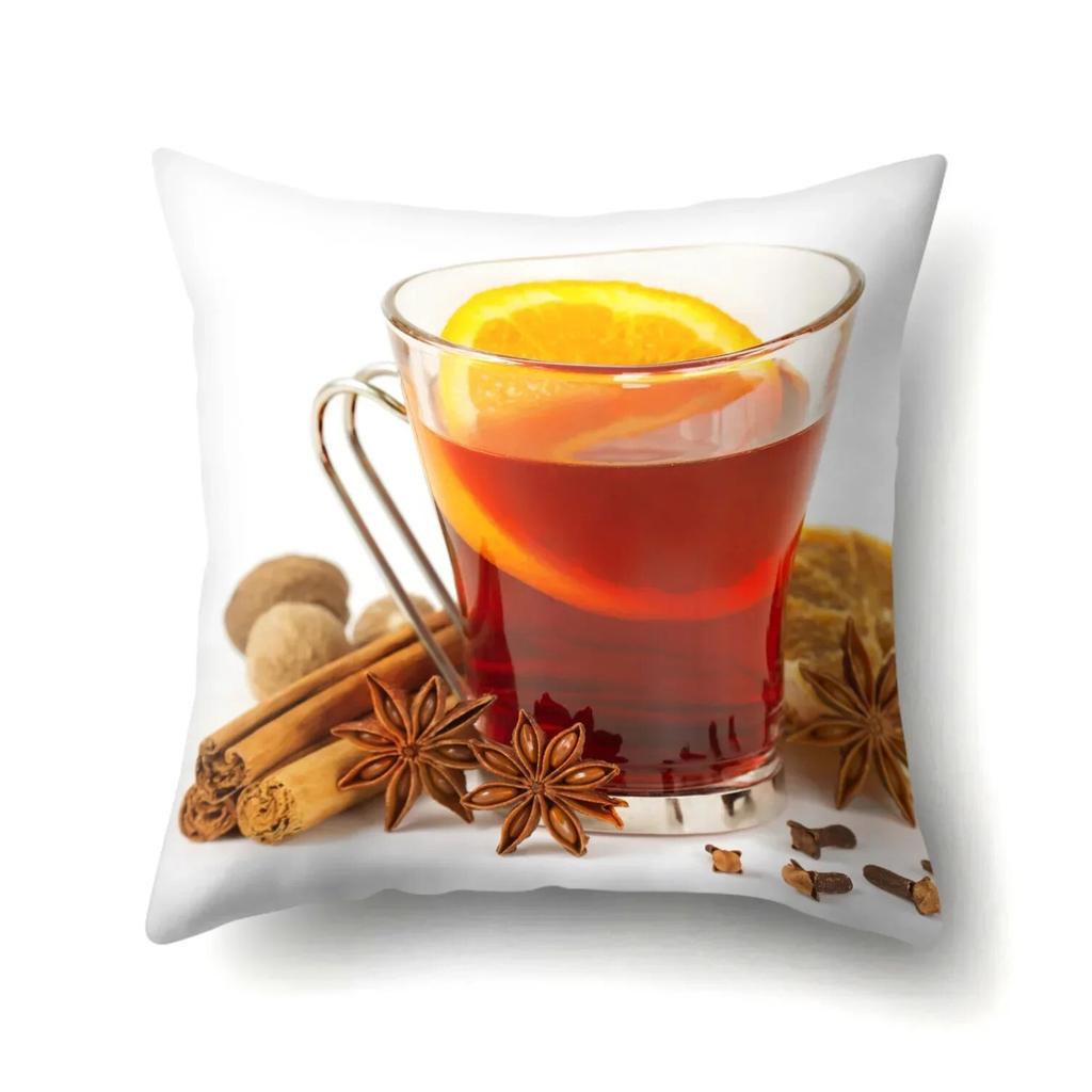 Наволочка с чашкой черного чая для офисного поясного дивана