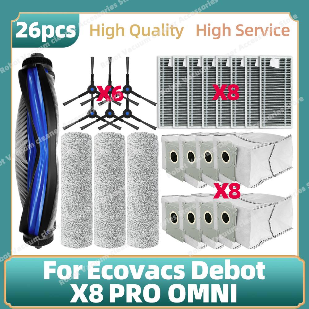 Compatible For Ecovacs Debot X8 PRO OMNI / DEX56 Accessories Main Side Brush Mop Cloth Dust Bag Replacement Parts
