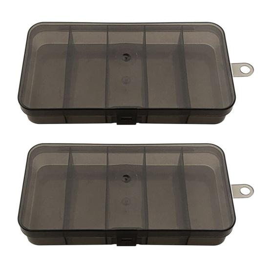 2Pcs Fishing Bait Cases 5-Compartments Large Capacity Transparent Visible Fishing Lure Container Clear Storage Boxes
