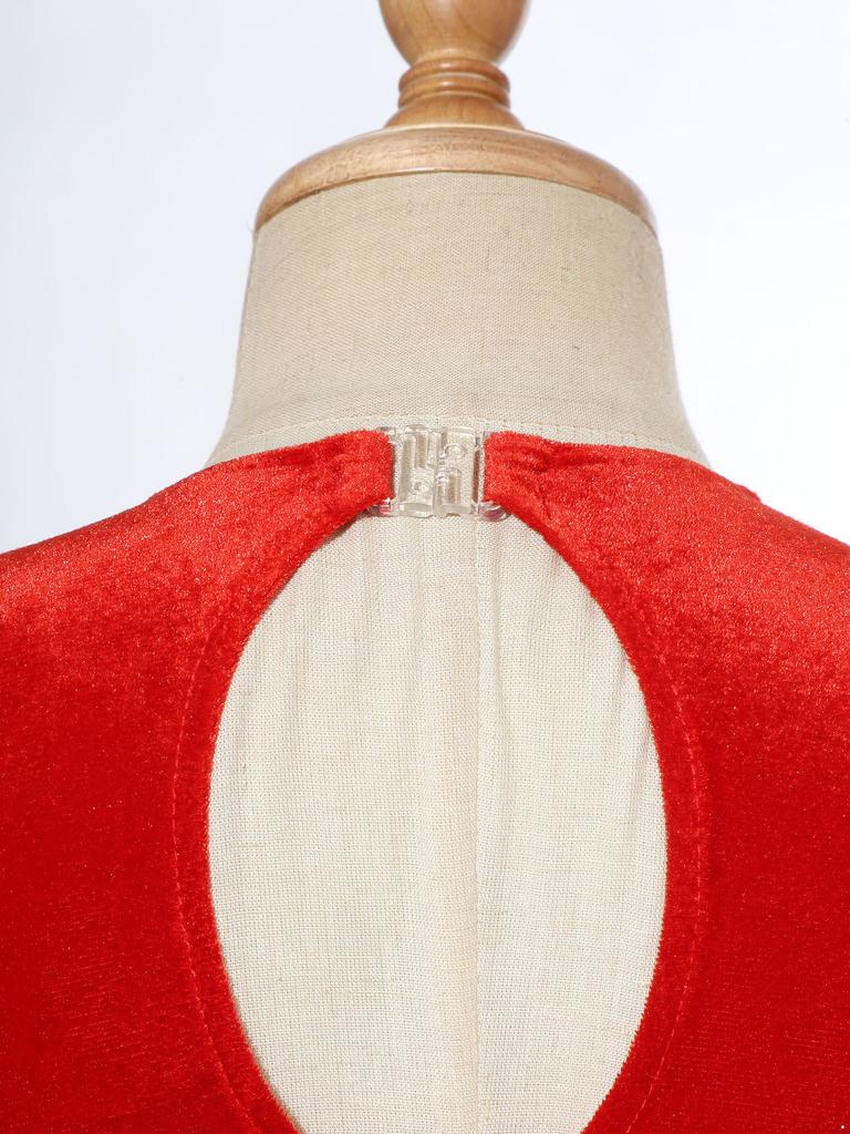 Girls Christmas Dance Dress Sleeveless Keyhole Back Patchwork Bow Sequin Design Leotard Party Costume Santa Theme