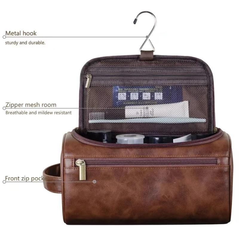 Men Vintage Luxury Toiletry Bag Travel Necessary Business Cosmetic Makeup Cases Male Hanging Storage Wash Bags Portable