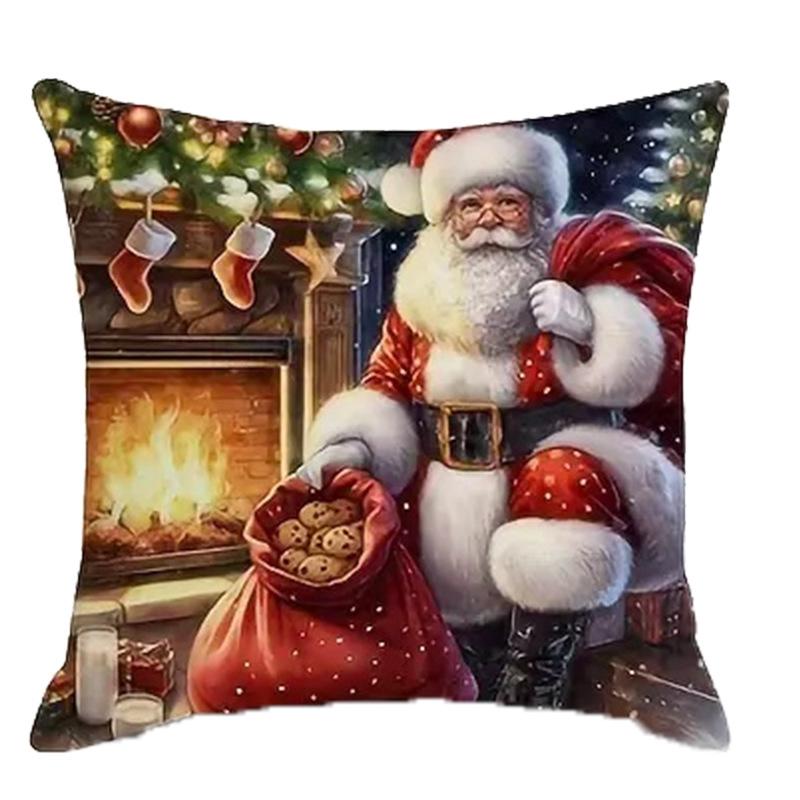 Новая наволочка с Санта-Клаусом, поездом и камином, домашнее украшение, наволочка для дивана, прикроватная наволочка для сна