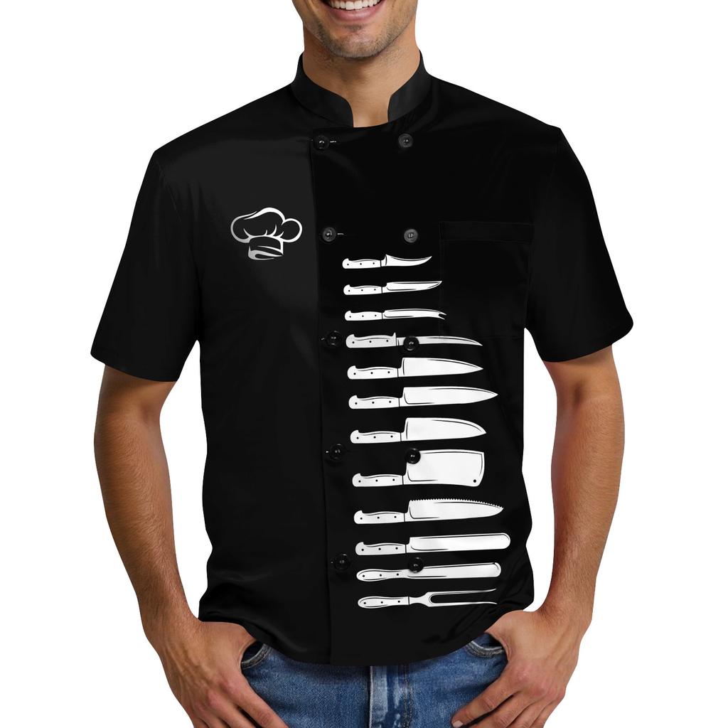 Popular Chef Print Elements Men's Chef Uniform