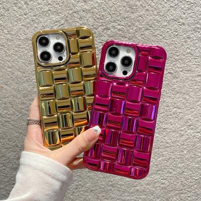 Роскошный чехол для телефона с 3d сетчатым плетением для Iphone 14 11 12 13 Pro Max 14 Plus, мягкий защитный чехол с яркой кожей