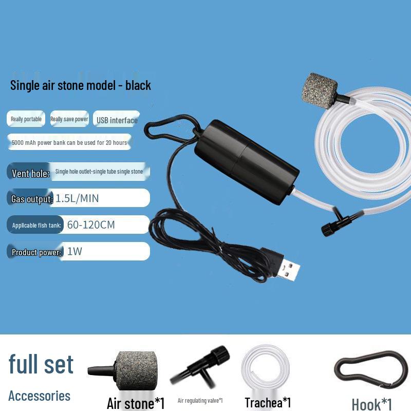 USB Rechargeable Silent Submersible Fish Tank Aerator Pump for Outdoor and Indoor Use