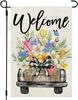 CROWNED BEAUTY Spring Garden Ag Truck Welcome 12x18 Inch Double Sided Small Seasonal Holiday Oral Farmhouse Decoration F