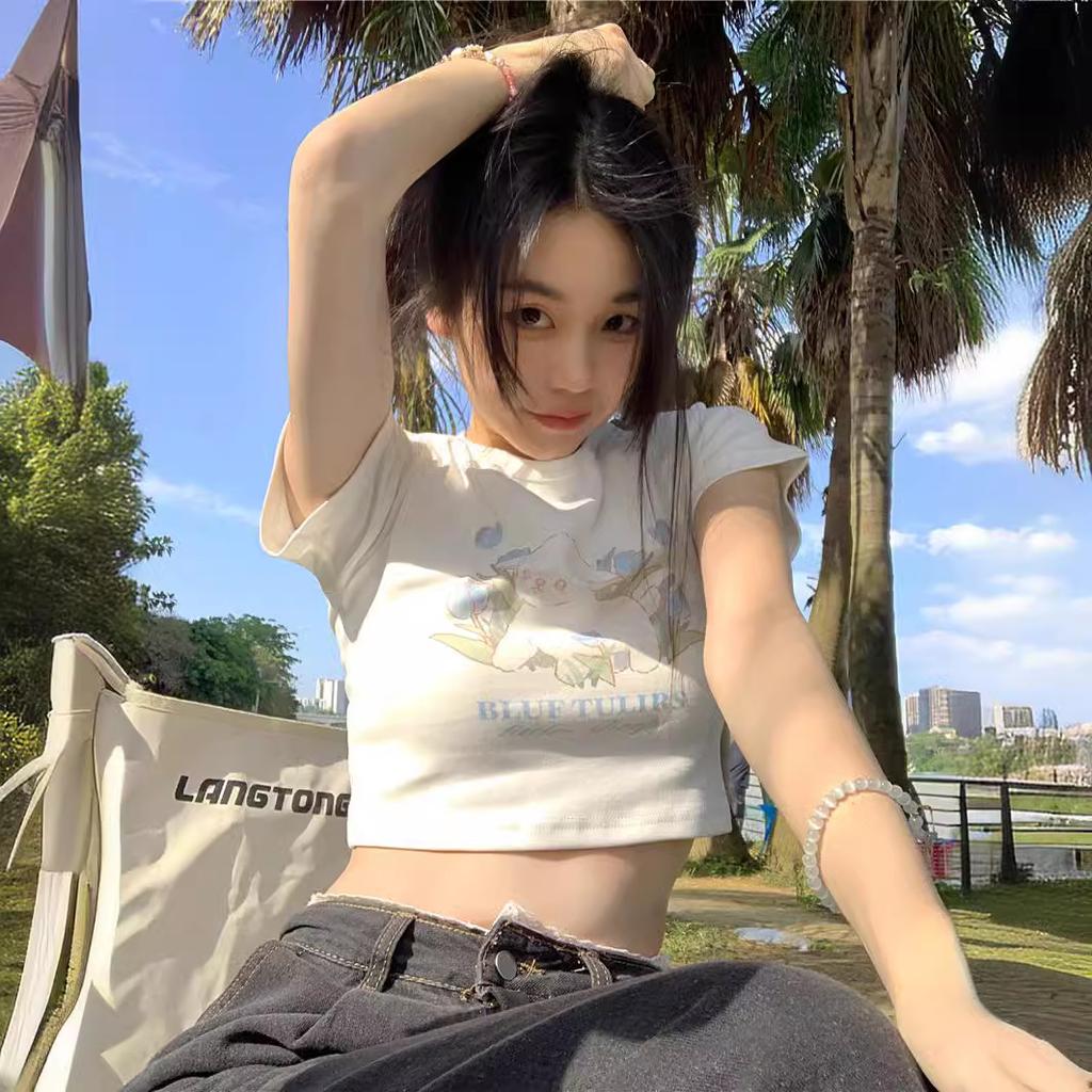 Женская белая базовая рубашка для женщин на лето, новая сладкая и пряная тонкая футболка с короткими рукавами