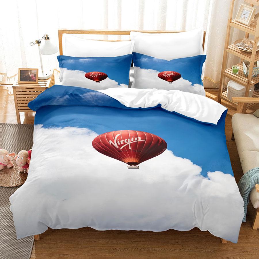 Комплект постельного белья с изображением воздушного шара Queen King Size, 3D Blue Sky White Cloud, детский комплект постельного белья из полиэстера для мальчиков и девочек