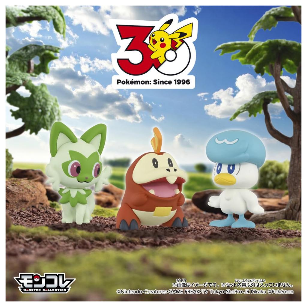 Takara Tomy MonColle Journey Paldea Region Pokemon 30th Anniversary 3-Pokemon Figure Set Collectible