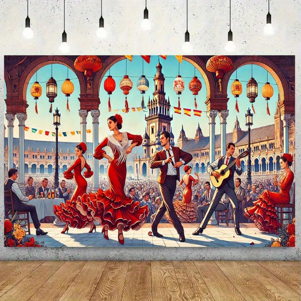 2D flat surface 1 piece of colorful background for the Seville April Festival suitable for decorating your home and garden
