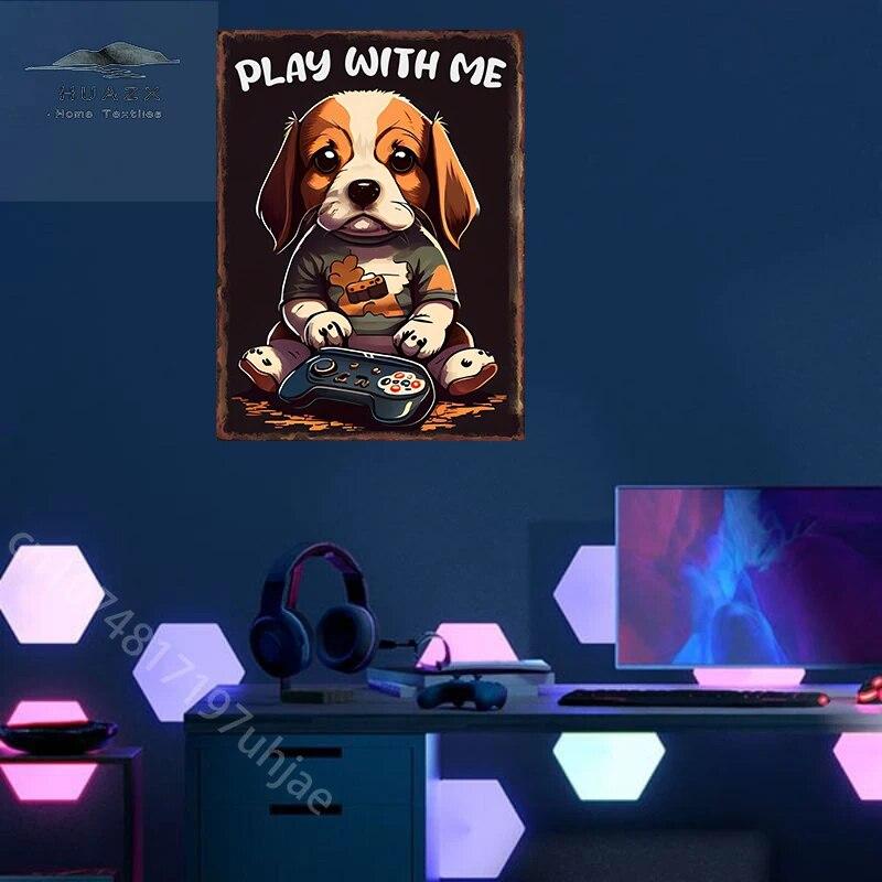 Game Animal Neon Metal Signs Posters for Gamer Room Pub Bedroom Tin Sign Decorative Plaques Painting Wall Aesthetical Decoration