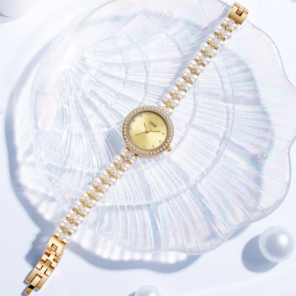 Light Luxury Diamond-Encrusted Fritillary Women'S Watch Niche Chinese High-End Bead Strap Watch Women'S Bracelet Quartz Watch