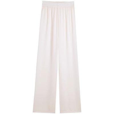 Белые брюки из ацетатного атласа из ледяного шелка для женщин на лето, тонкие, летние, легкие, с высокой талией, драпирующиеся, быстросохнущие, повседневные брюки с широкими штанинами