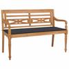 Bench - vidaXL - Batavia - Solid Teak Wood - 120 Cm - Anthracite Cushion - 3 Persons