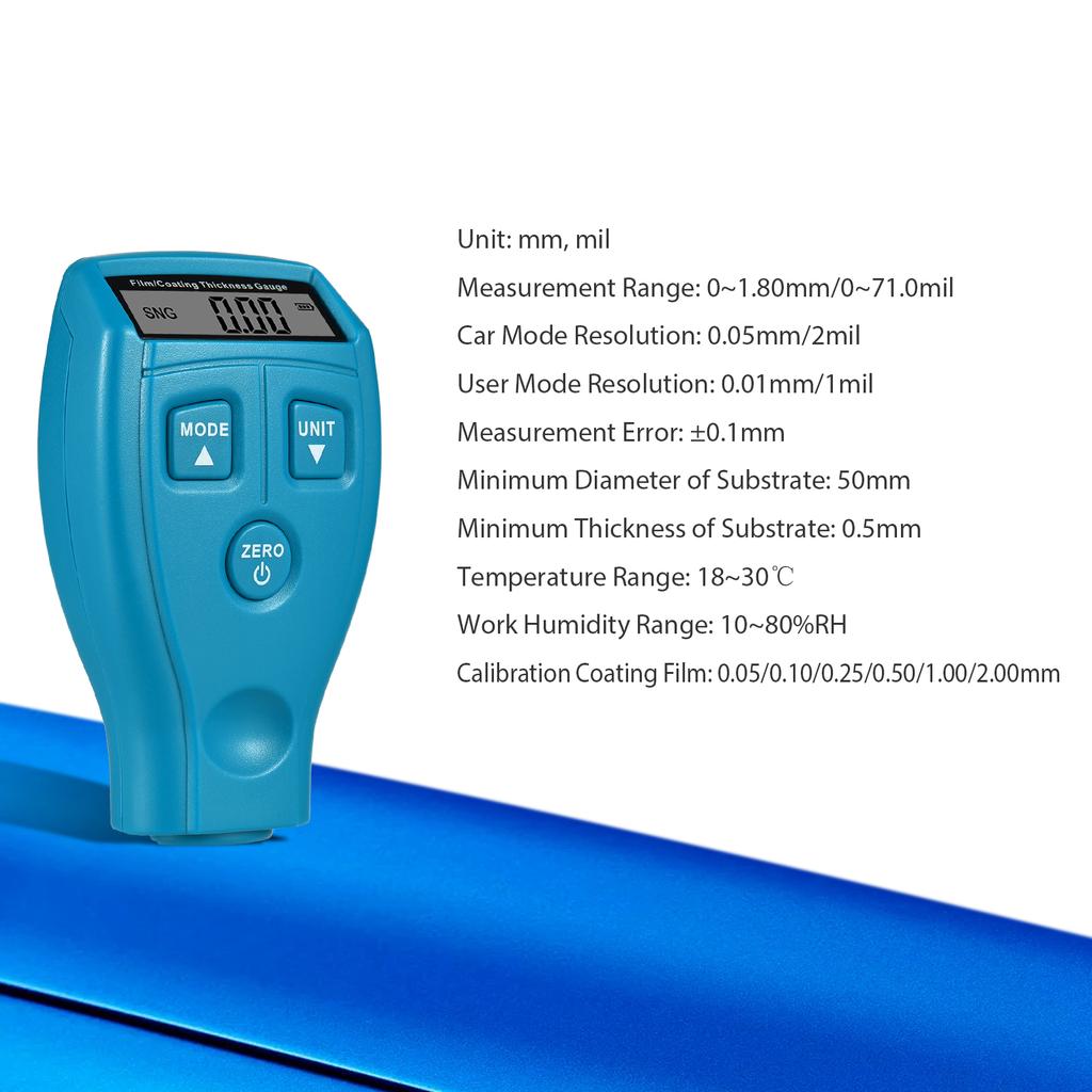 Измеритель толщины покрытия ЖК-цифровой измеритель толщины краски Тестер автомобильной краски Измеритель глубины краски