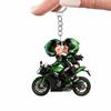 2D Flat Motorcycle Couple Keychain Acrylic Couple Keyring Funny Motorcycle Keychain  Key Decoration