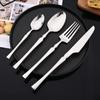 16Pcs Silver Dinnerware Set Knife Fork Coffee Spoon Cutlery Set Stainless Steel Flatware Western Kitchen Silverware Tableware