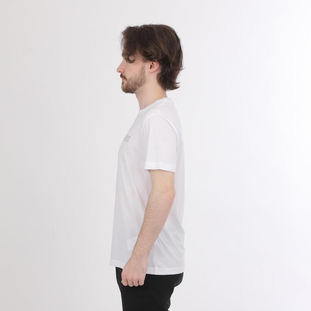 Emporio Armani EA7 Short Sleeve T-Shirt, Size 8NPT51 PJM9Z (White with Silver Logo, Size L) [Parallel Import]