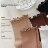 5 Pairs of Women's Summer Thin Style In The Tube Wooden Ear Side Socks