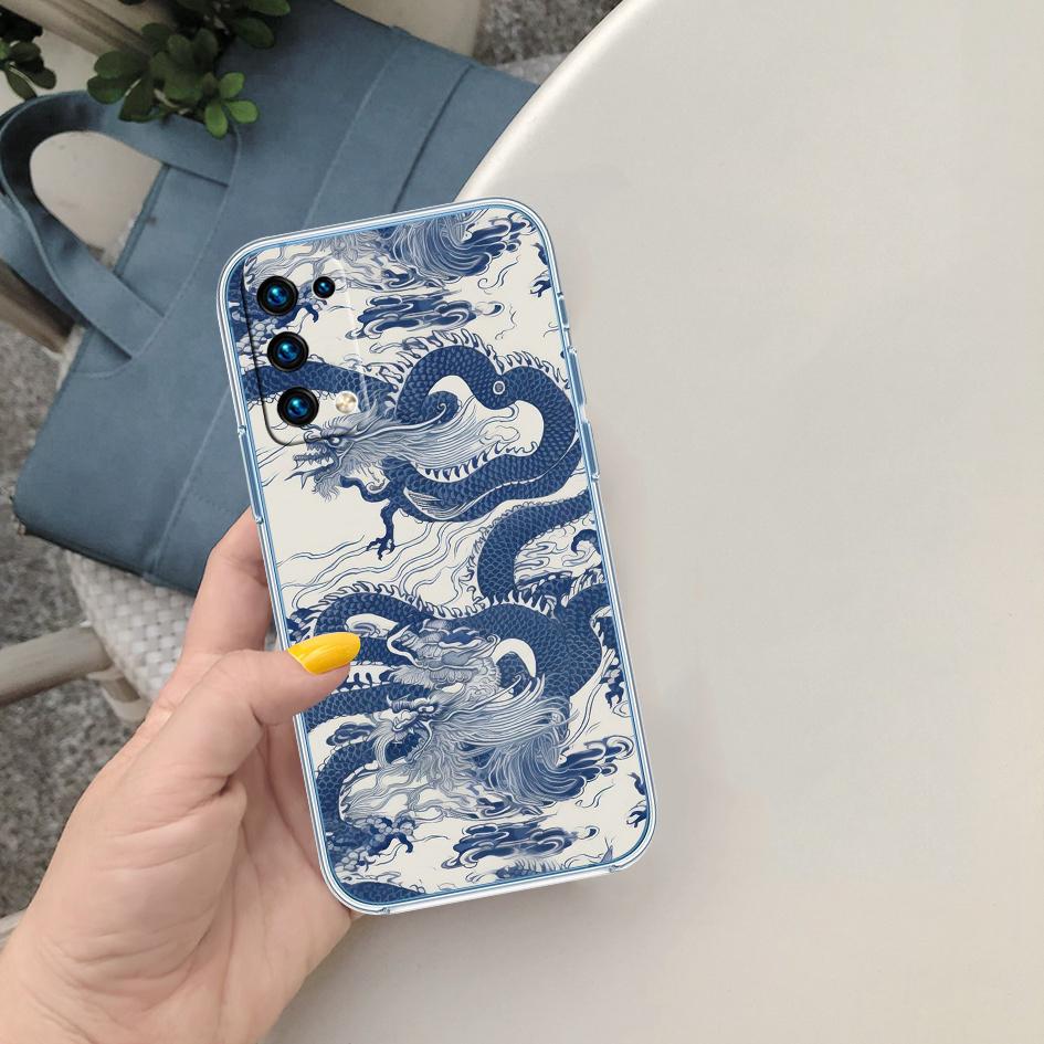 CJ28 Chinese Dragon Soft Shell Transparent Phone Case for Motorola Moto G7 G8 G9 G84 G85 G73 G24 G15 Z2 Play Power Plus