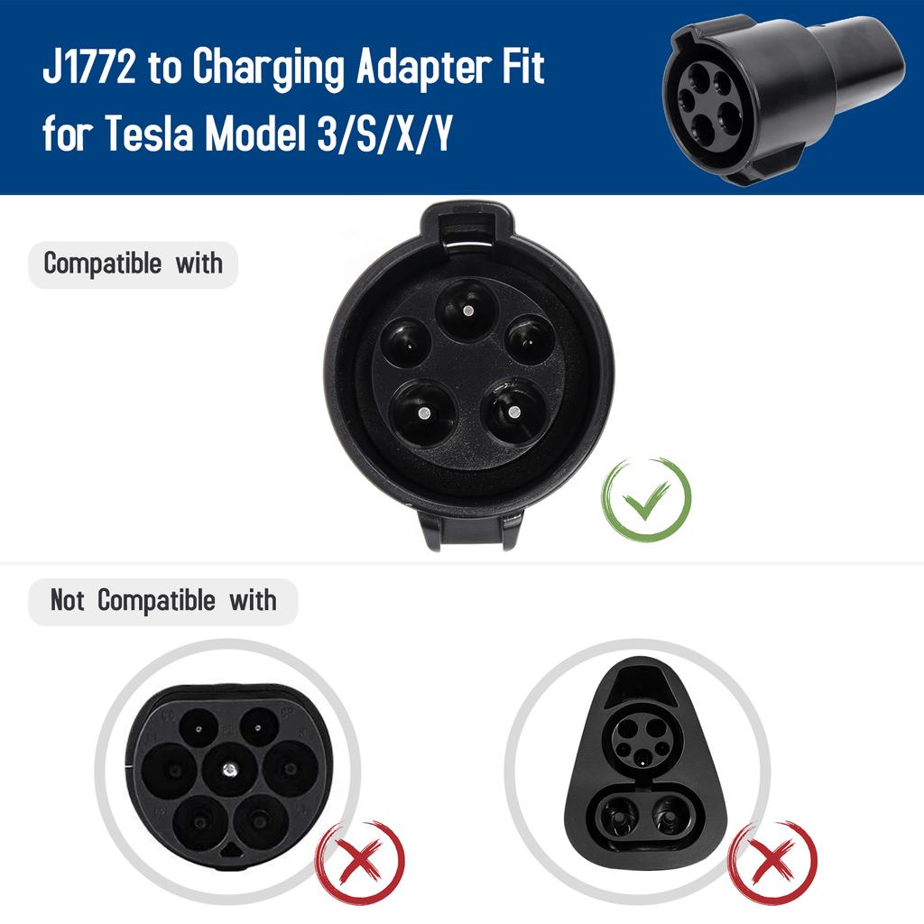 J1772 To Charging Adapter Fit for Tesla Model 3/S/X/Y, 80 Amp / 240V AC    Compatible with SAE