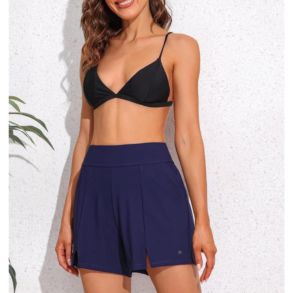 Charmleaks женские шорты для плавания с карманами, купальный костюм с высокой талией, плавки с контролем живота, купальник