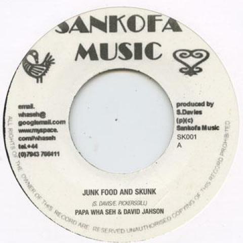 7-дюймовая пластинка PAPA WAH SEH, DAVID JAHSON - Junk Food And Skunk SK001 Sankofa Europe Регги, Ска и Даб