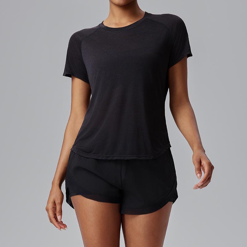 Women's Breathable Quick-Dry Mesh Short Sleeve Yoga Top – Loose Fit Fitness Training T-Shirt