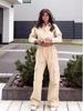 2024 Осень Европейский и американский однотонный кроп-топ с лацканами и комплект брюк с высокой талией и широкими штанинами для женщин