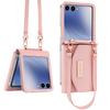 VIETAO Luxury Girl's Fashion PU Leather Wallet Phone Case with Lanyard & Wrist Strap Shockproof Hand Holder for Z Flip