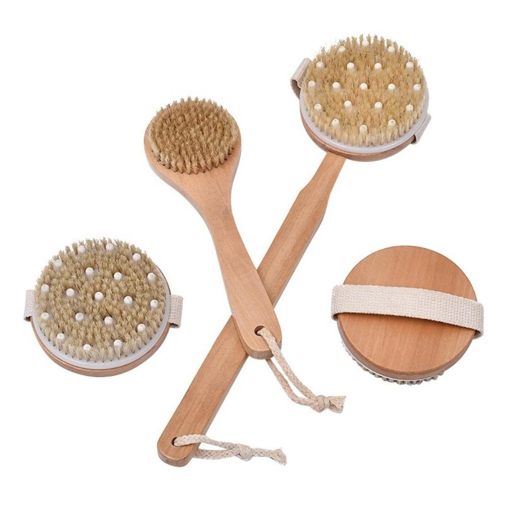 Wooden Handle Shower Scrubber Brush Hanging Rope Body Scrub Brush Bath Body Brush Daily Body Care